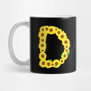 Sunflowers Initial Letter D (Black Background) Mug